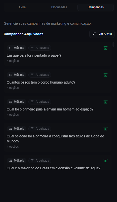 Campanhas Arquivadas