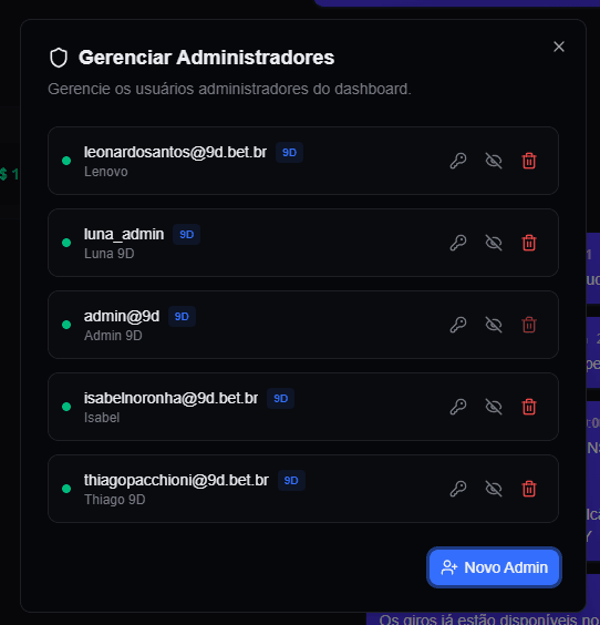 Gerenciar Administradores