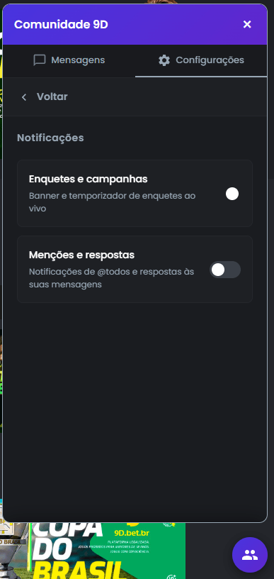Configurações de notificações